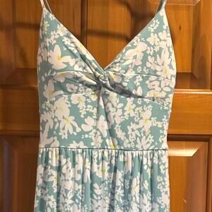 Teal and White Floral Maxi Dress - Size XS fits like S